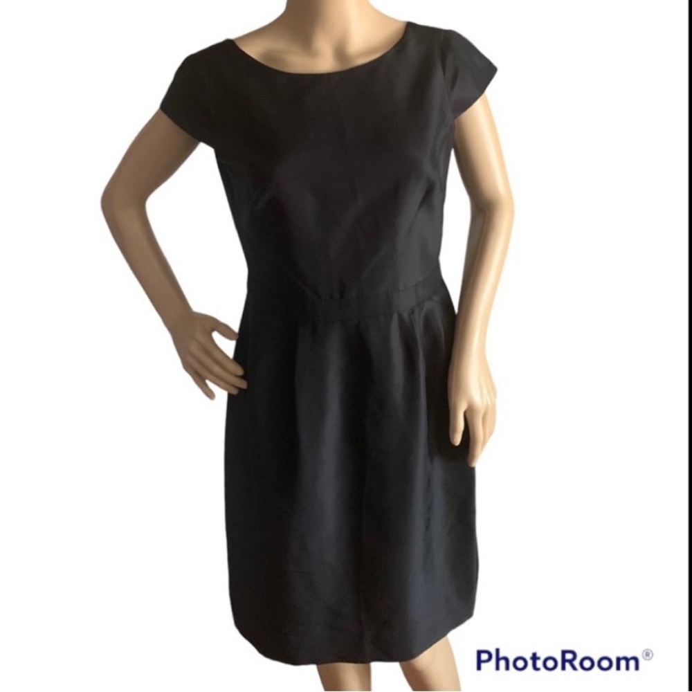 NWOT JCrew black silk cap sleeved formal dress 8P